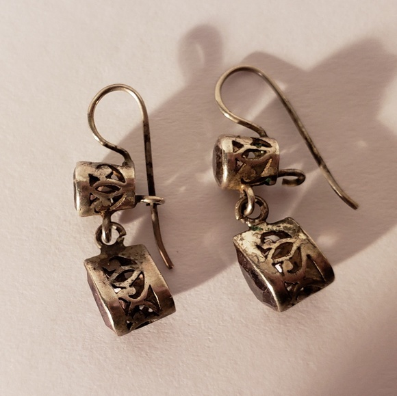 Vintage 1970s Filigree Gemstone Earrings - Picture 5 of 5